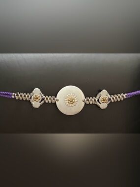 80s Two-Tone Artisan Floral Medallion Belt - Silver and Gold Accent